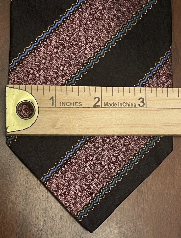 Галстук мужской Dani розовый черный ручной работы 100% шелк сделано в Китае - Изображение 4 из 4