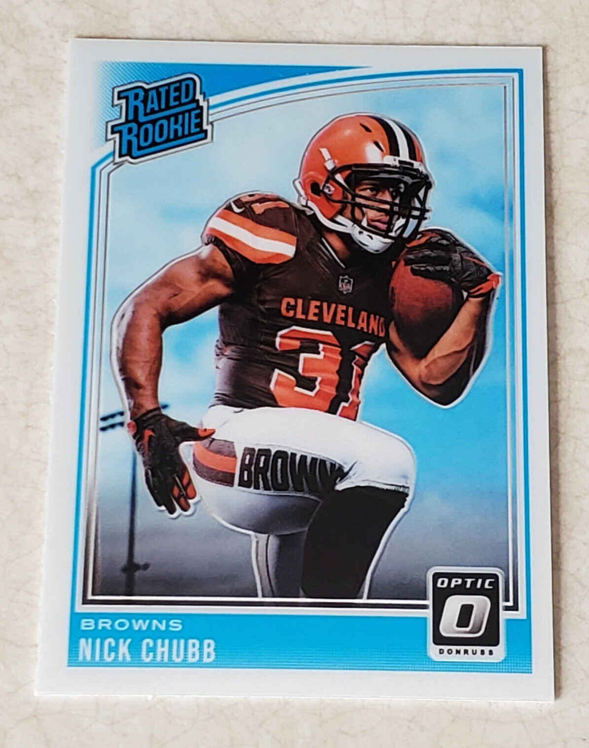 NICK CHUBB 2018 PANINI DONRUSS OPTIC RATED ROOKIE 158 RC CLEVELAND BROWNS NM