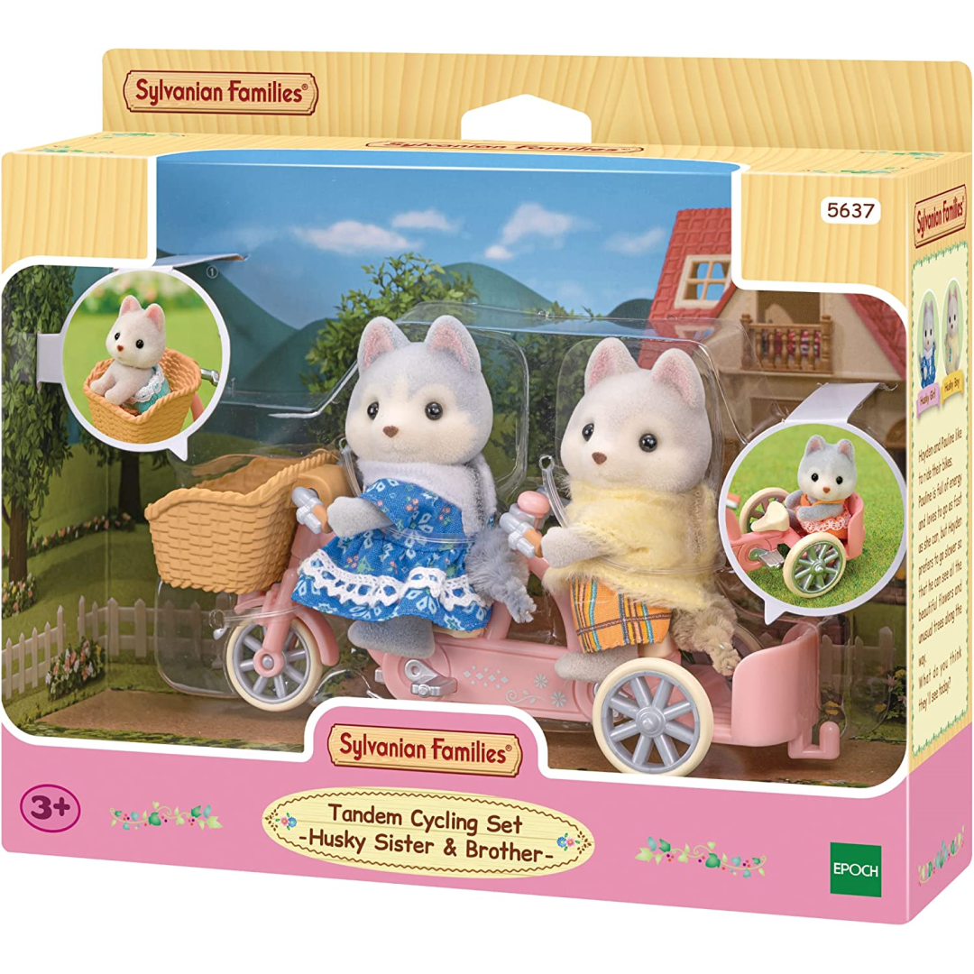 Sylvanian Families 5637 Tandem Cycling Set Husky Sister Brother