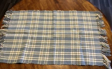 New Power Plaid 20”x40” Sky Blue Scatter Rug NaturalElements 100% Cotton