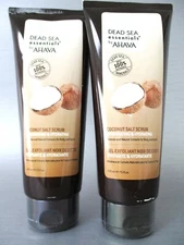 AHAVA Dead Sea Essentials COCONUT SALT SCRUB Invigorating & Hydrating 7.5 oz x 2
