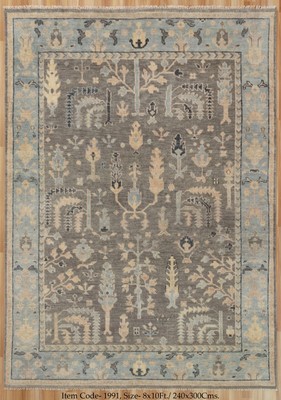 Tree of Life Modern Vintage Area Wool Rug custom handmade neutral sustainable