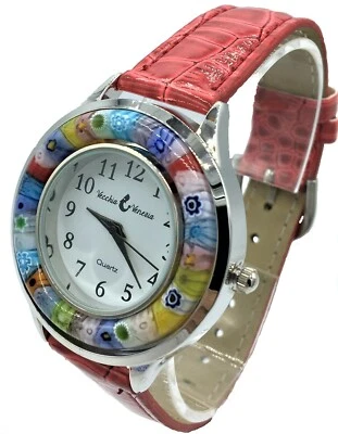 LE GEMME DI VENEZIA Orologio Ring Donna Rosso watch in Vetro di Murano e antica Murrina Millefiori