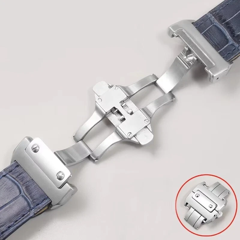 Cinturino orologio pelle per Cartier Santos 100 nero marrone 20mm 23mm pitonato - Immagine 4 di 4