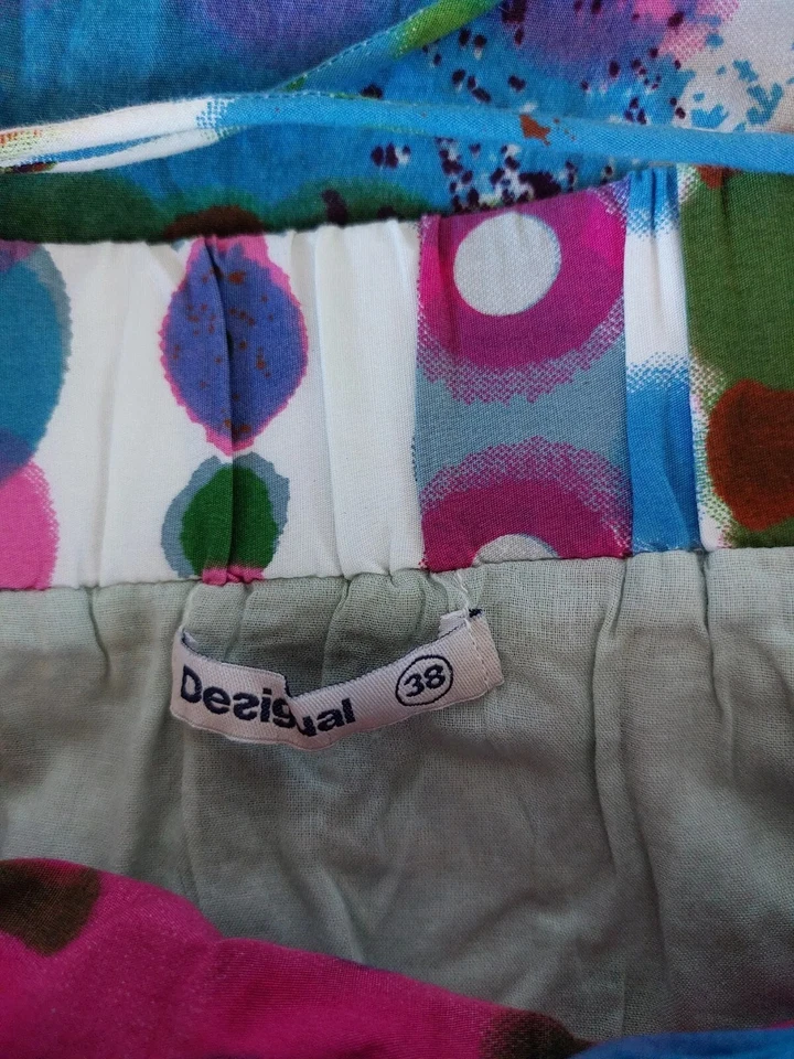 Desigual Damen Kleid Robe Dress Vestido Gr.38 D36 Trägerkleid Blumen Sommer  - Bild 3 von 4