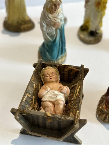 Vintage Nativity Christmas Set Chalkware Japan 13 Pieces/ Manager - Picture 6 of 17