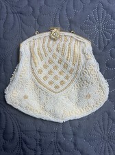 Beautiful Vintage Clutch Beaded Evening Bag Handmade Made in Belgium Seed Beads