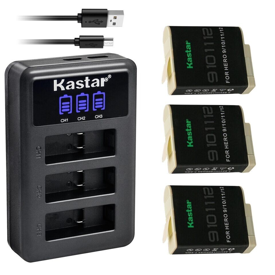 LED3 Charger & 3 battery for Gopro HERO12 Black HERO11 LED3 Charger & 3 battery for Gopro HERO12 Black HERO11