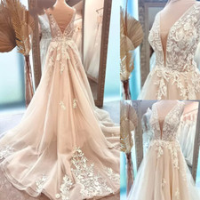 Blush Pink Wedding Dresses Mermaid Strapless Lace Applique Backless Sweep Train
