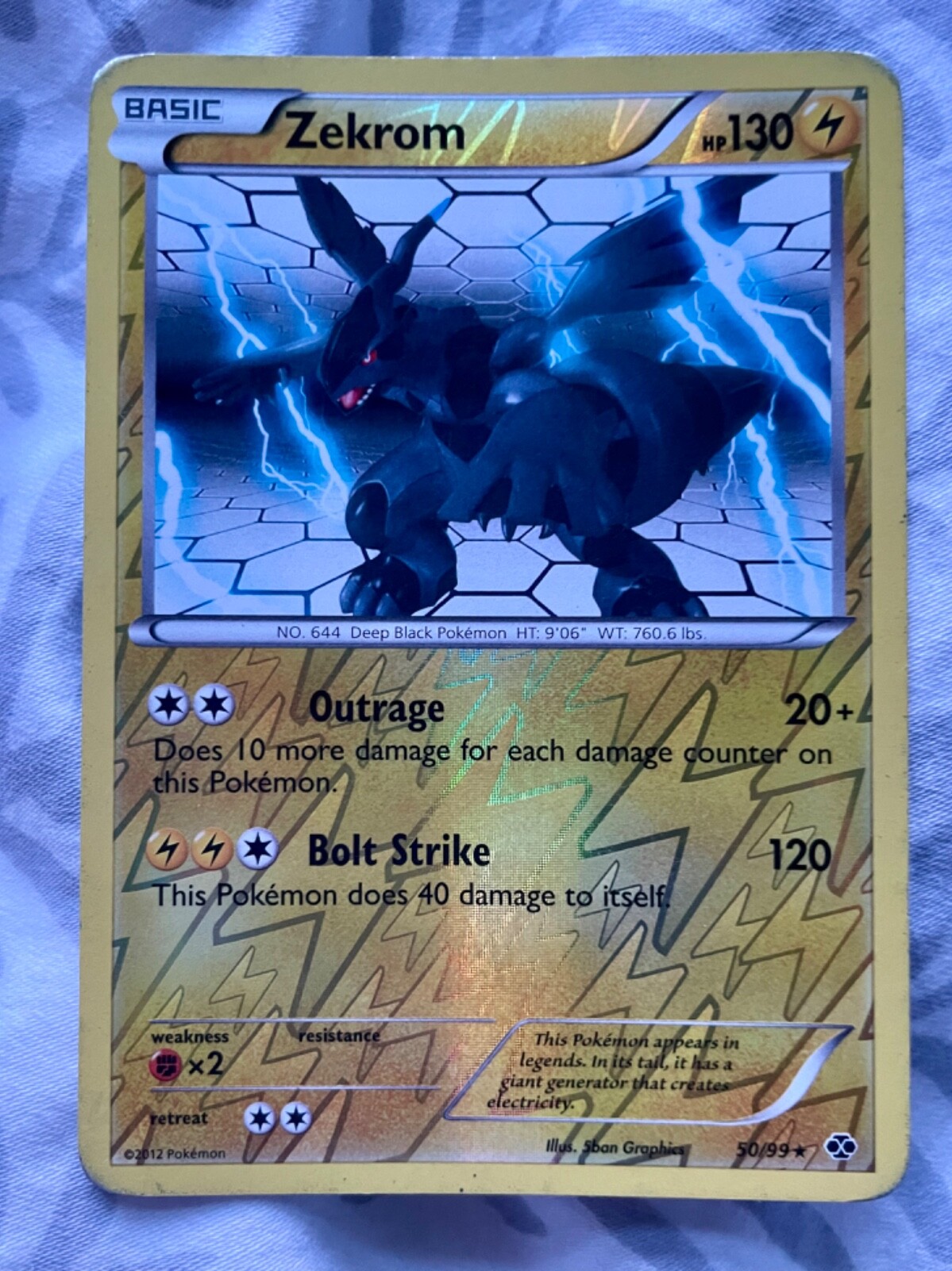 Pokémon TCG Zekrom Next Destinies 50/99 Reverse Holo Rare English 2012 NM/LP