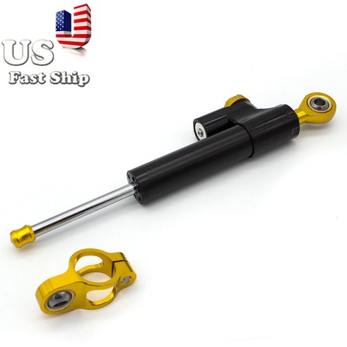 CNC Universal Steering Damper Stabilizer Linear Reversed Safety Control BLK&Gold - Picture 1 of 11