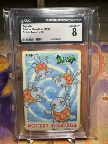 1998 Pokemon Pocket Monsters Squirtle Sealdass Stitch Touch #03 CGC 8 Pop 4
