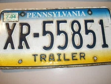Vintage Pennsylvania License Plate Trailer XR-55851 Exp 7/04