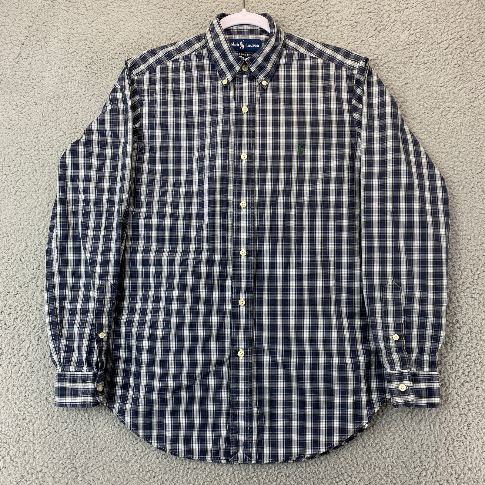 Ralph Lauren camicia uomo piccola viola tartan plaid vestibilità classica pony abbottonata