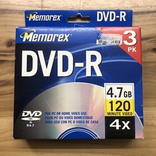 1- 4.7GB 4X DVD-R Media 3-Pack - SEALED DVD-R