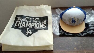 LA Dodgers Blue and Gold Skyline Hat with 2020 Tote Bundle, NEW