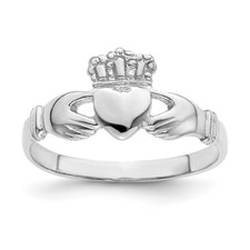 14k White Gold Polished Claddagh Ring Size 7 Gift for Women 1.39 gram