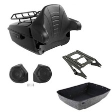 King Trunk Pad Rack Backrest Speakers Mount Fit For Harley CVO Road Glide 14-26