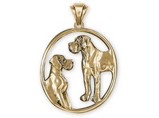 Great Dane Jewelry 14k Gold Handmade Great Dane Pendant  GDN22-PG