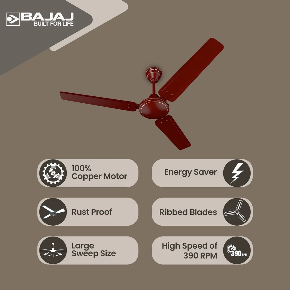 High Speed Frore 1200 mm Ceiling Fan Brown For Smart Home - Image 3 of 4