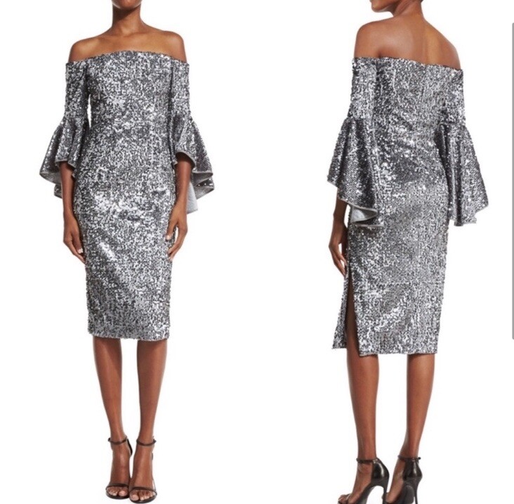 milly silver dress MILLY Magnolia Silver Floral Sequins Maxi Dress
