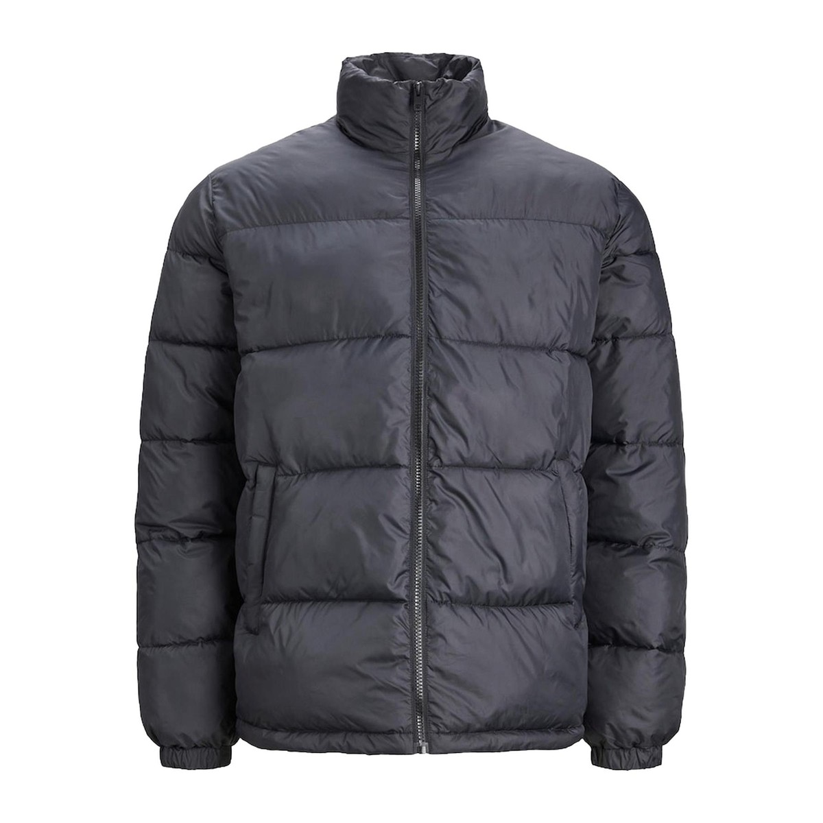 Jack Jones Men’s Black Puffer Jacket Hooded High Neck Long Sleeve Jackets