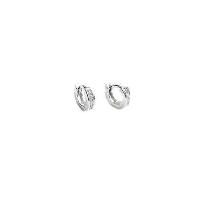 Sterling Silber Mini 5 mm Creolen Huggie Kanal CZ Manschette Ewigkeit Ohrringe
