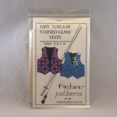 Fasturn patterns FP-140 Easy Tubular Stained Glass Vests sizes S-XL ...