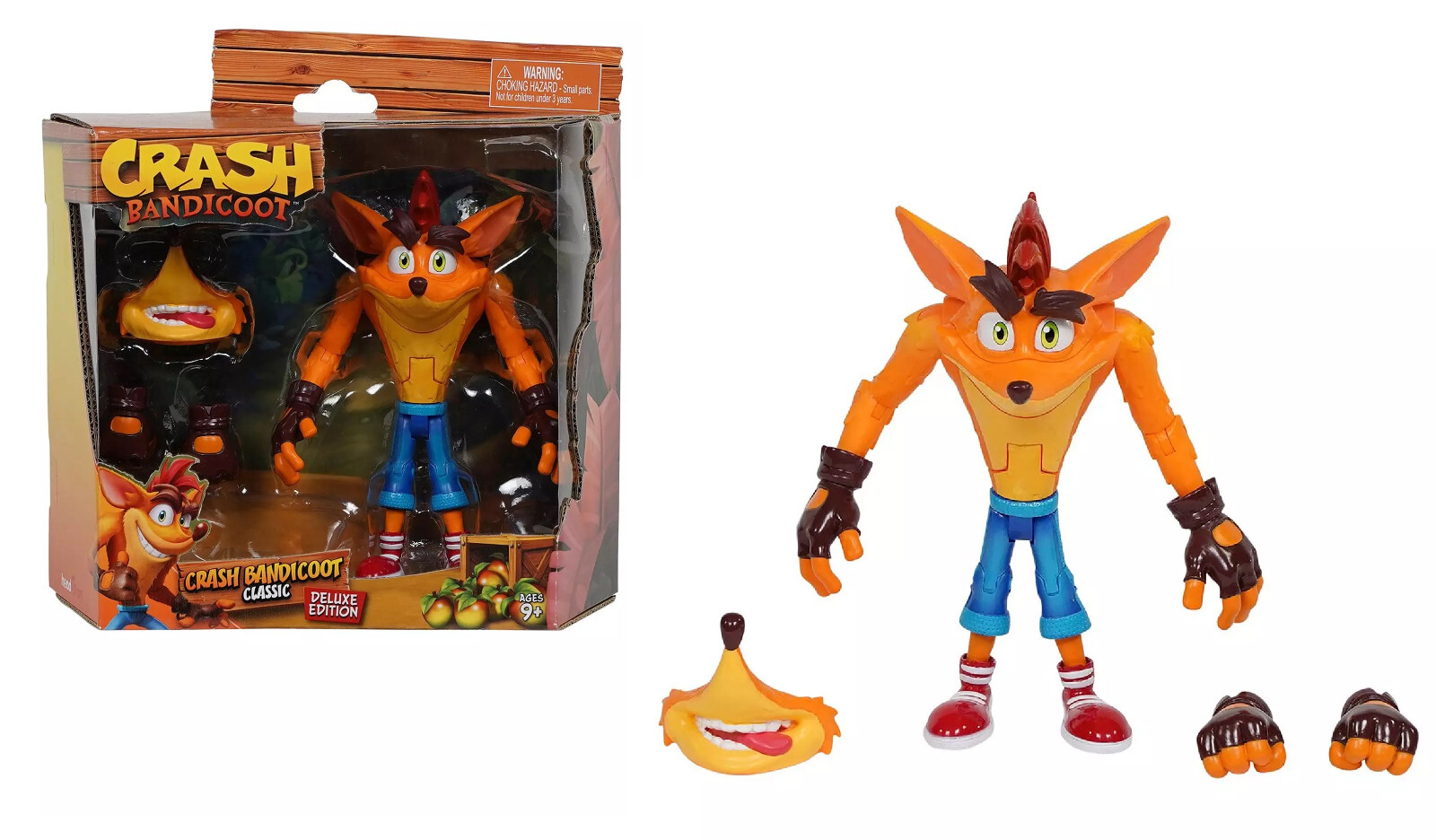 Crash Bandicoot Classic Toy Deluxe Edition 6"" Figure With Interchageable Mouth