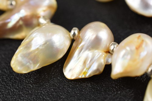 18-1/2" Sterling Silver Necklace with Baroque Freshwater Pearl & Silver Spacers - Picture 9 of 11