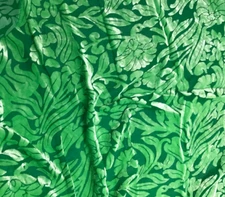 Bright Kelly Green Floral - Hand Dyed Burnout Silk Velvet