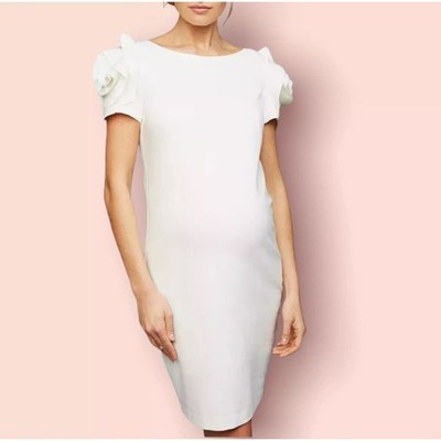 NWT Pietro Brunelli Salisburgo Rose Sleeve Maternity Dress, Creamy White, Sz S