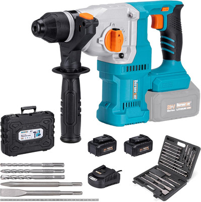 20V Cordless SDS-Plus Rotary Hammer Drill + 2 Batteries & 17-Piece Set