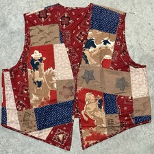 Vintage Vest Adult One Size Western Cowboy Rodeo Bandana Patchwork Handmade USA