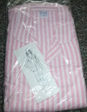 NWT Vtg Carole 100% Cotton Flannel Pajamas Pink Stripes Sz XL /XXL Deadstock