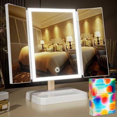 Espejo De Maquillaje Recargable Con Tres Niveles De Aumento Y Luces LED Pro
