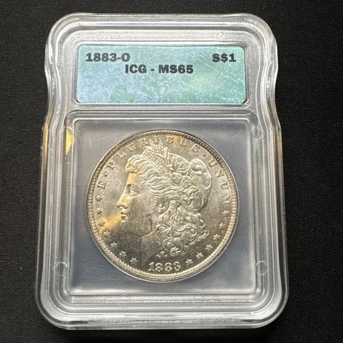 1883-O Morgan Silver $1 ICG MS 65 GEM Old Holder Beautiful Fields?