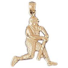 Baseball Player Charm Pendant 14k Gold 2.3 Grams 