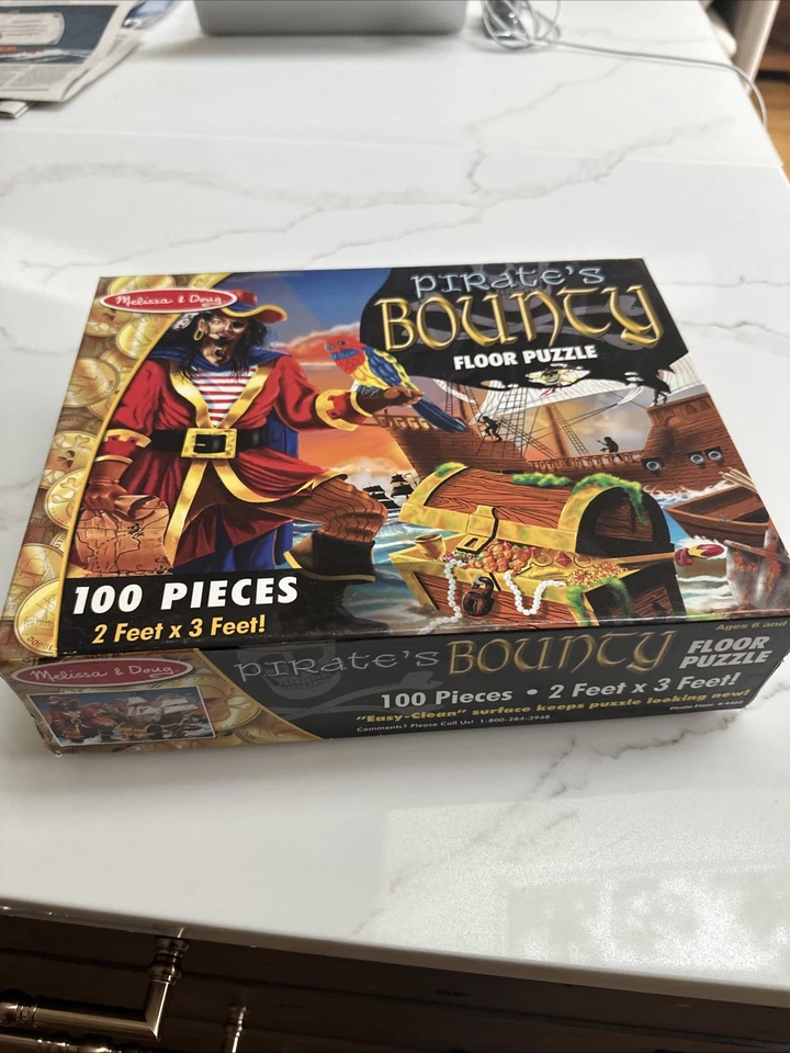 Rompecabezas de piso Melissa & Doug Pirate's Bounty #4402 100 piezas 2x3 pies fácil de limpiar Foto 2 de 4