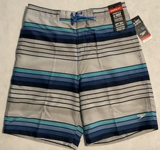 Mens Size Large Speedo High Rise 4-Way Comfort Stretch UPF 50 Swim Trunks NEW