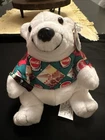 Vintage 1997 Coca Cola 6" Polar Bear Argyle Shirt Plush Stuffed Animal Bean Bag