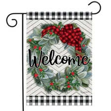 Briarwood Lane Winter Wreath Welcome Garden Flag