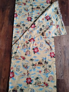 2000 Hawaiian Tiki Palm Polynesian Huts Waimea Surf Alexander Henry Fabric 200"
