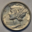#3 Nicer Low Mintage "AU/UNC" 1939 S Winged Liberty Head Mercury Dime