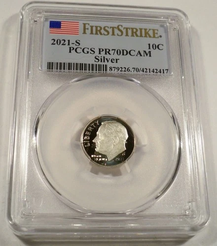 2021-S 10c SILVER PCGS PR70DCAM ROOSEVELT DIME FIRST STRIKE PROOF DEEP CAMEO