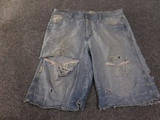 Enyce Denim Shorts Mens 40 Blue Distressed Baggy Carpenter Ripped Grunge Y2K