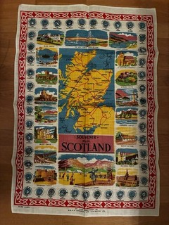 3 Vintage Tea Towels Linen Leinen Cotton Baumwolle aus Irland und Schottland