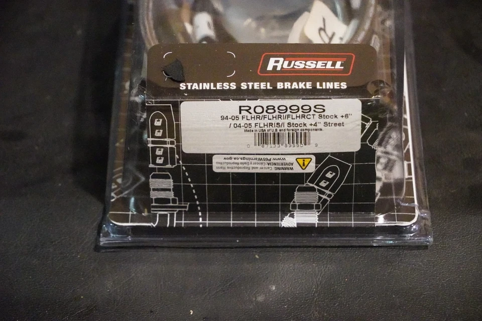 Комплект плетеной передней тормозной магистрали Russell R08999S 94–07 Harley Touring + 6 дюймов 49507 - Изображение 3 из 4