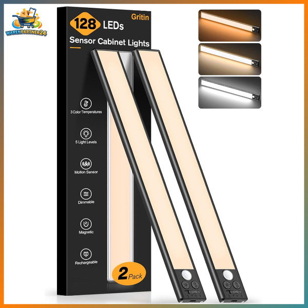 Unterbauleuchte Led 37.5Cm KüChe, Bewegungsmelder, 2 StüCk, Schwarz-image