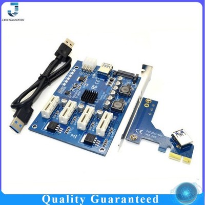 PCI-E 1X Riser Card 1 to 4 Expansion 1X 1 to 4 Adapter 60cm USB 3.0 Cable for